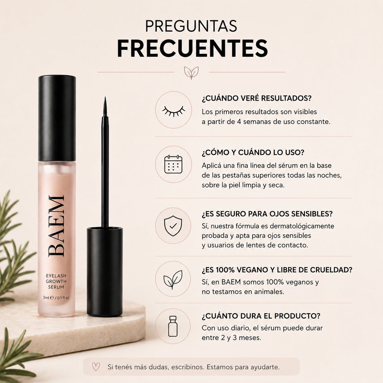 BAEM Serum: Pestañas más largas, fuertes y saludables