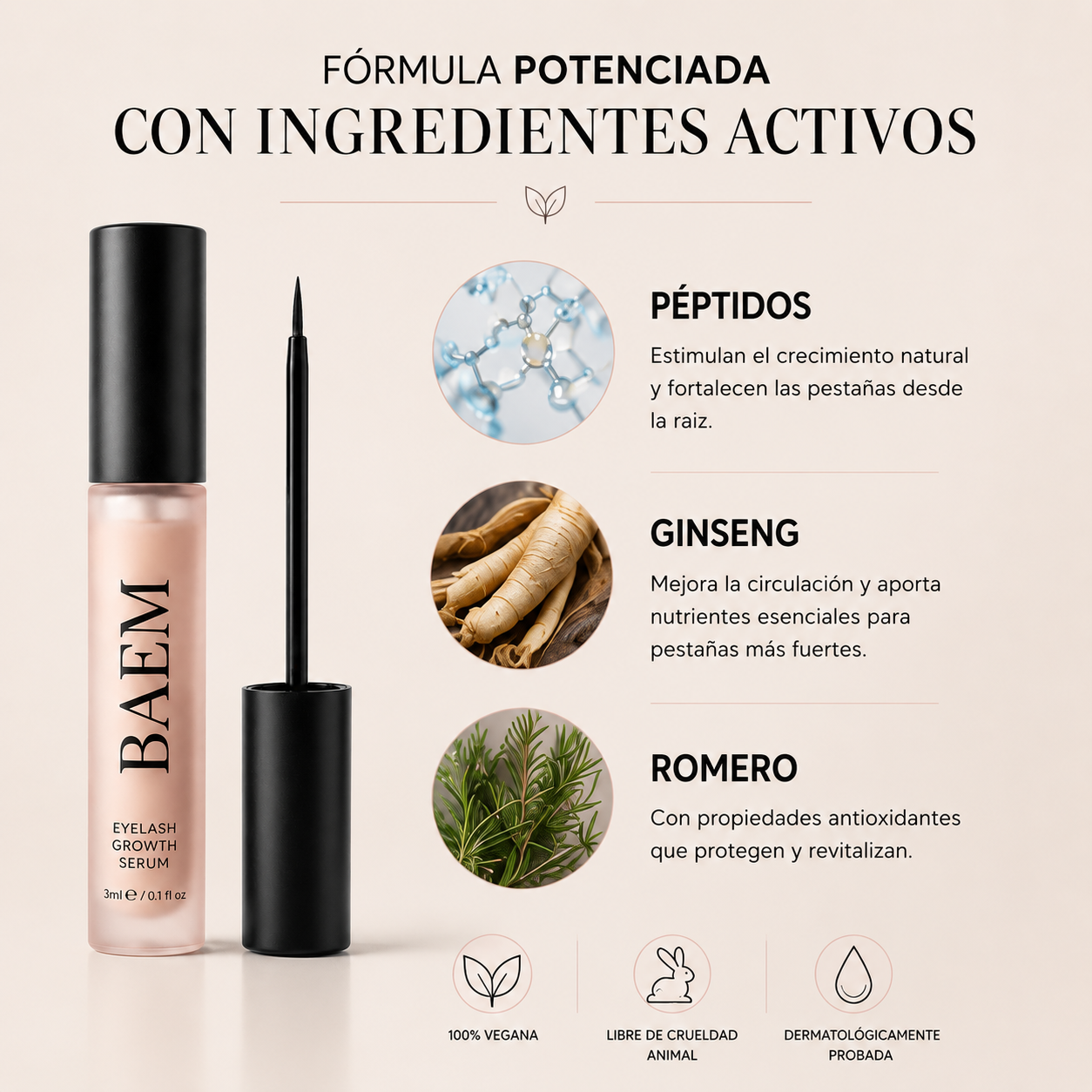 BAEM Serum: Pestañas más largas, fuertes y saludables