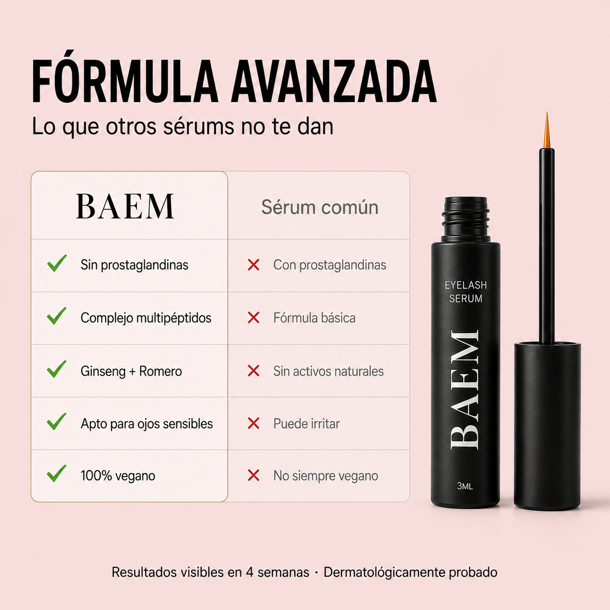 BAEM Serum Crecimiento Pestañas Y Cejas Multipeptido